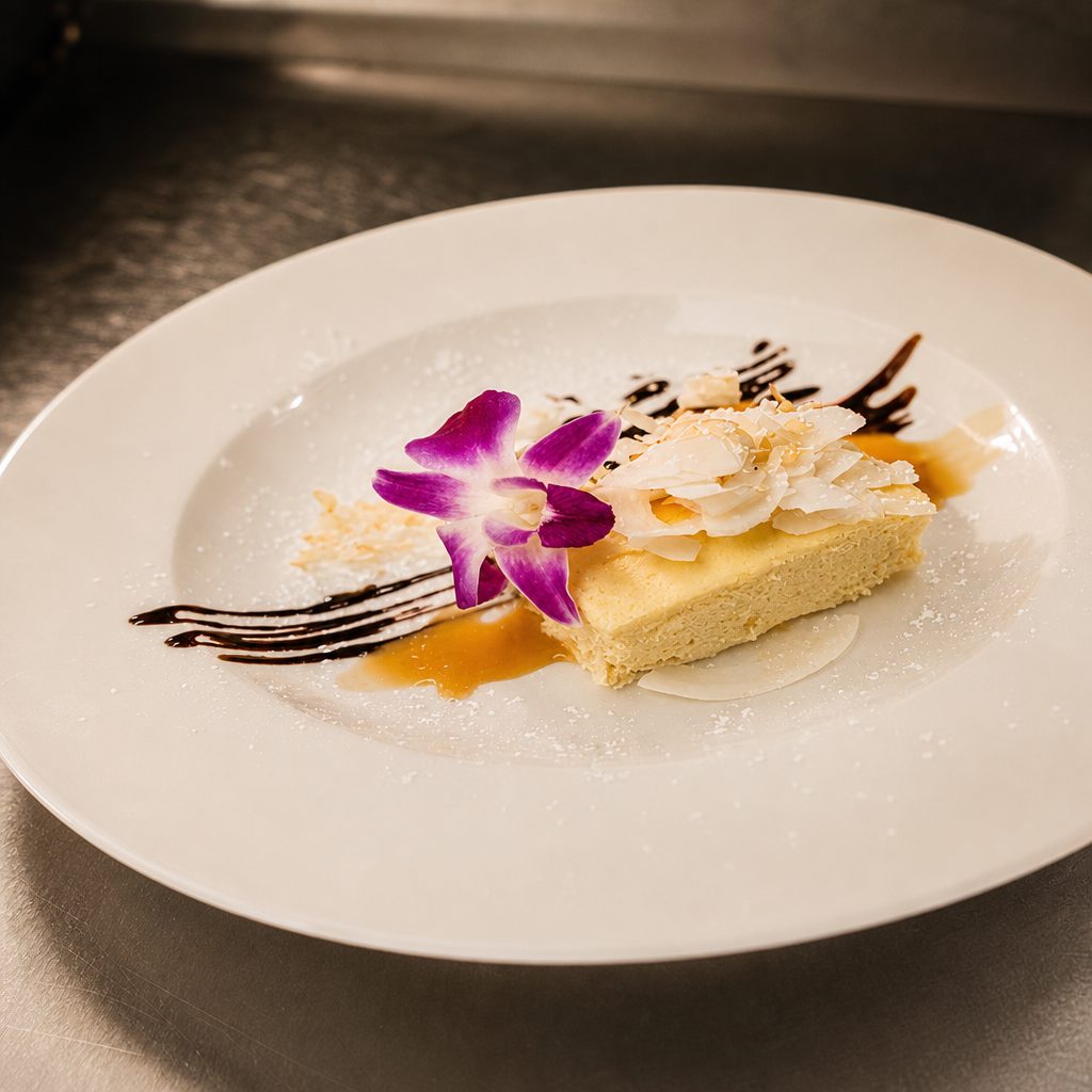 Coconut cheesecake.
